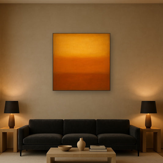Warm Amber & Raw Sienna Sunset Meditation No. 24 Oil Painting - View 2