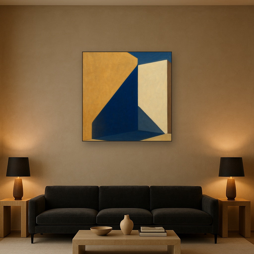 Sun & Shadow Architectural Facade Geometry No. 12 Fine Art Oil Painting - View 2