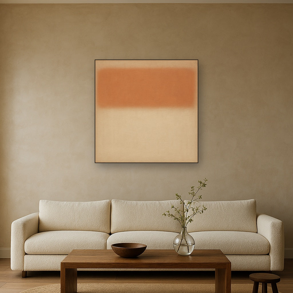 Terracotta & Greige Earth Bands No. 6 - Modern Fine Art Oil Painting - View 2