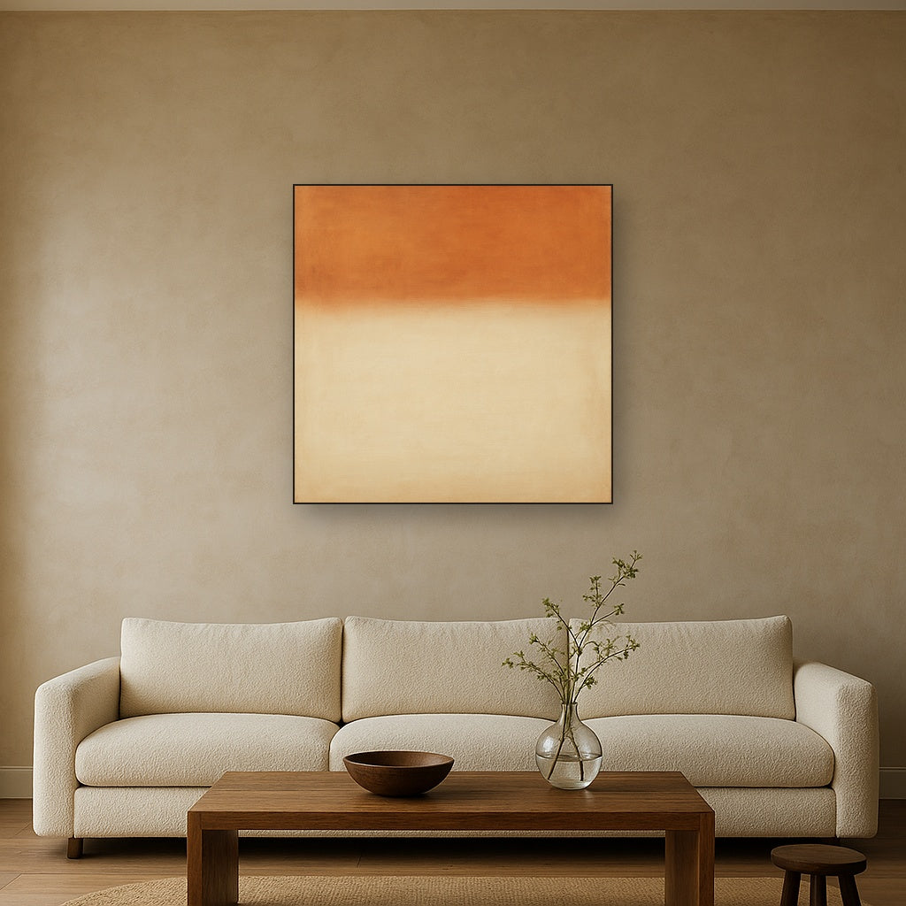 Terracotta & Greige Earth Bands No. 6 - Modern Fine Art Oil Painting - View 2