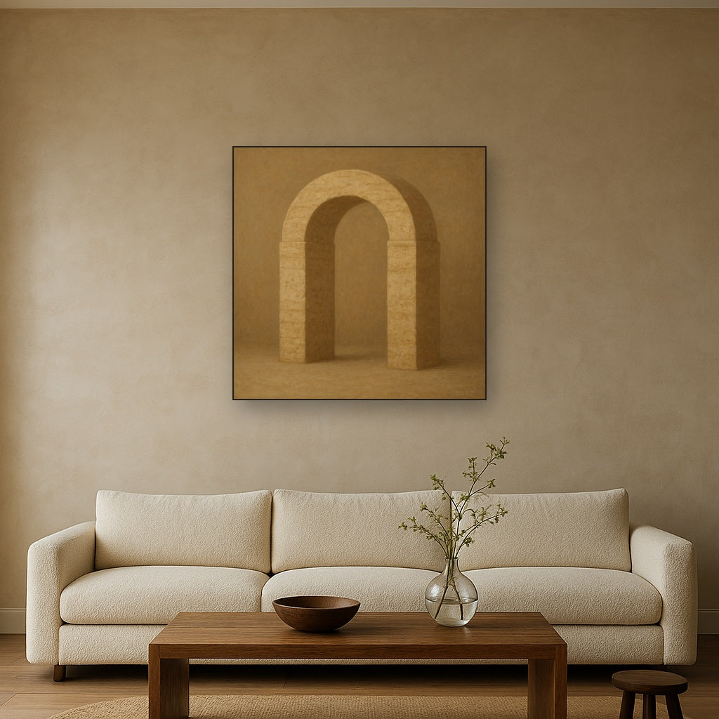 Travertine Stone Arch & Earth Tones No. 24 Oil Painting - View 2