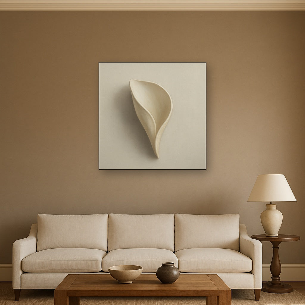 Sculpted Ivory Floral Contour No. 1 - Modern Fine Art Oil Painting - View 2