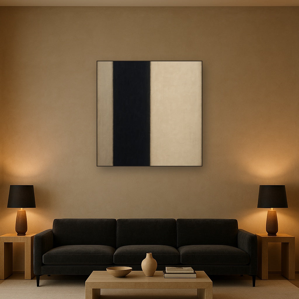 Deep Charcoal & Bone Monolith No. 1 - Modern Fine Art Oil Painting - View 2