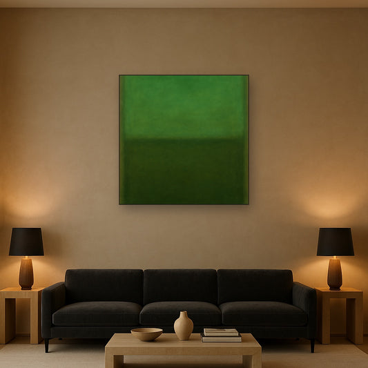 Forest Emerald & Deep Moss Contemplative Field No. 23 Oil Painting - View 2