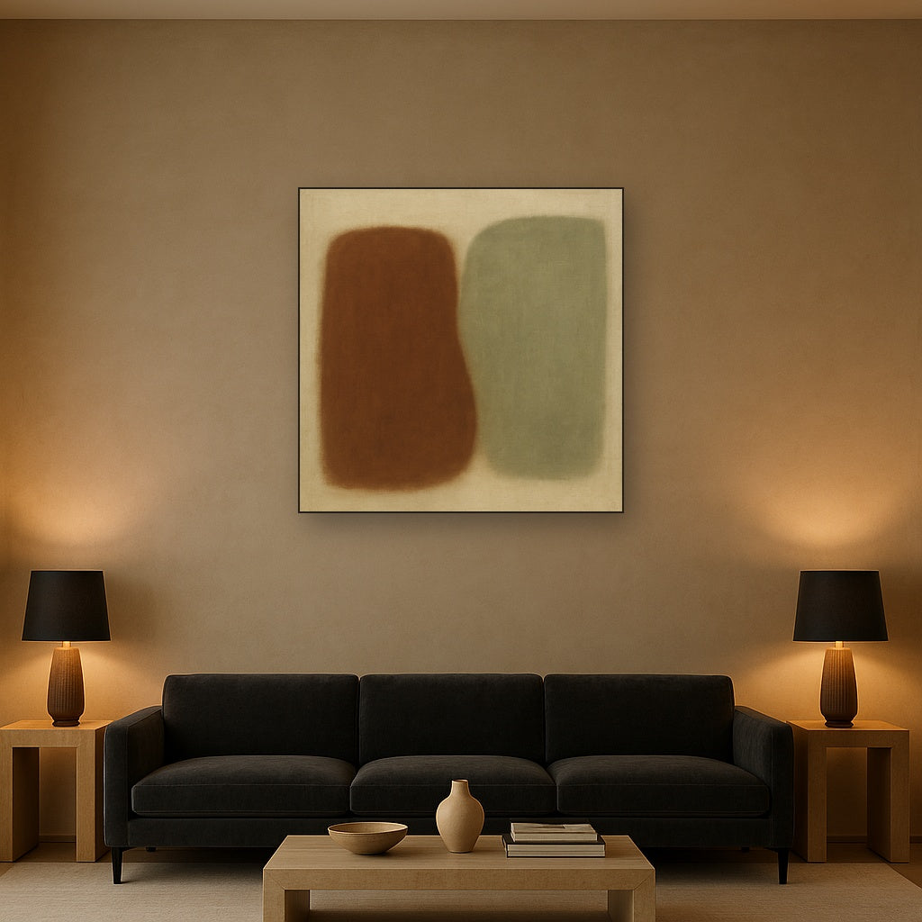 Burnt Umber & Greige Duet No. 7 - Modern Fine Art Oil Painting - View 2