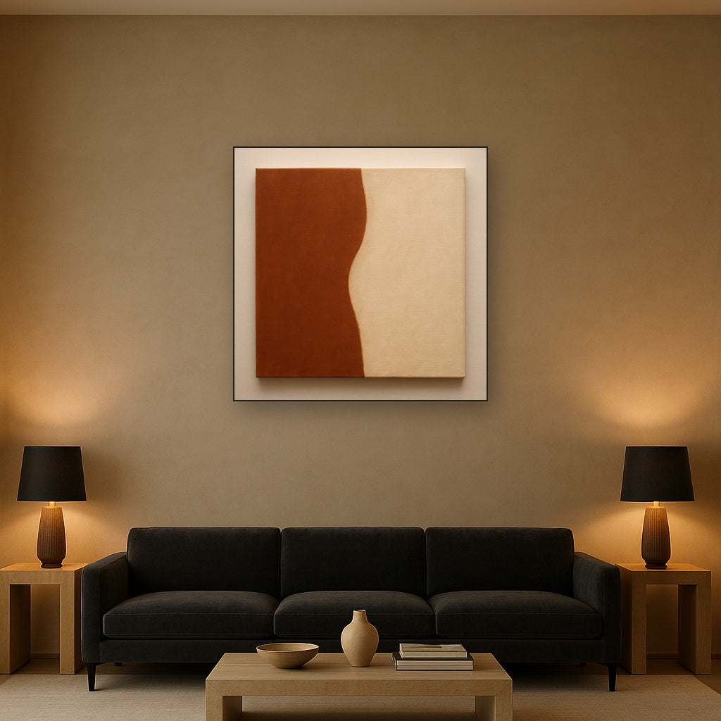 Burnt Umber & Greige Duet No. 7 - Modern Fine Art Oil Painting - View 2