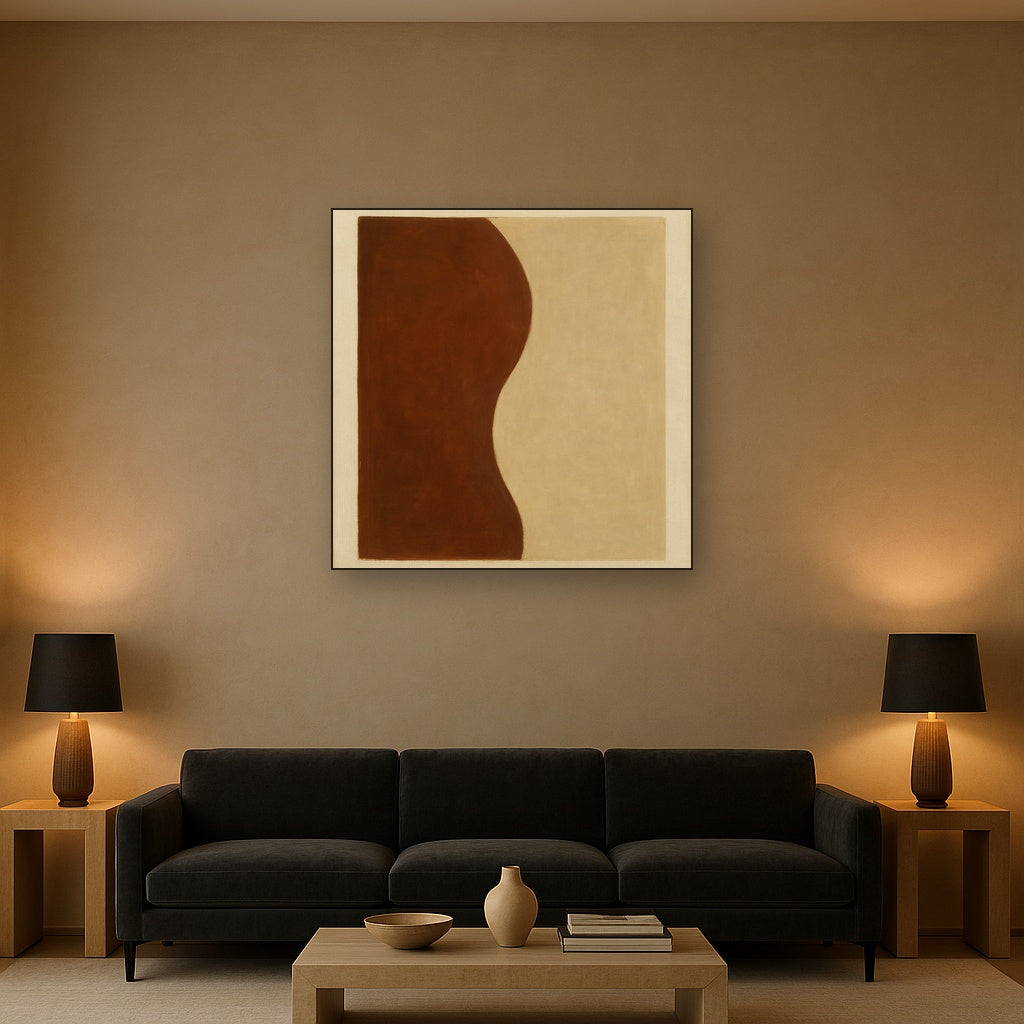 Burnt Umber & Greige Duet No. 7 - Modern Fine Art Oil Painting - View 2