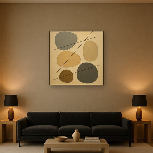 Organic Pebble Contours & Slanted Lines No. 23 Oil Painting - View 2