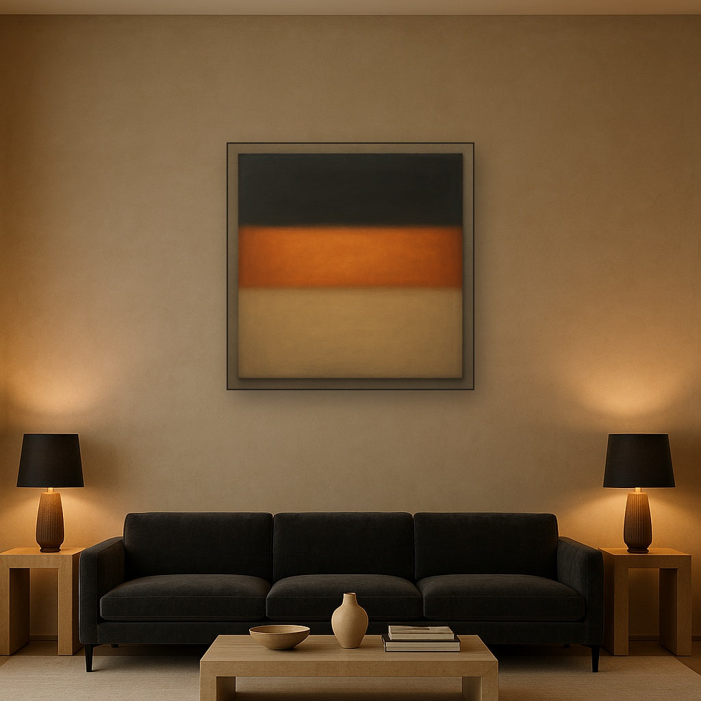 Charcoal Slate & Burnished Copper Horizon No. 2 Oil Painting - View 2