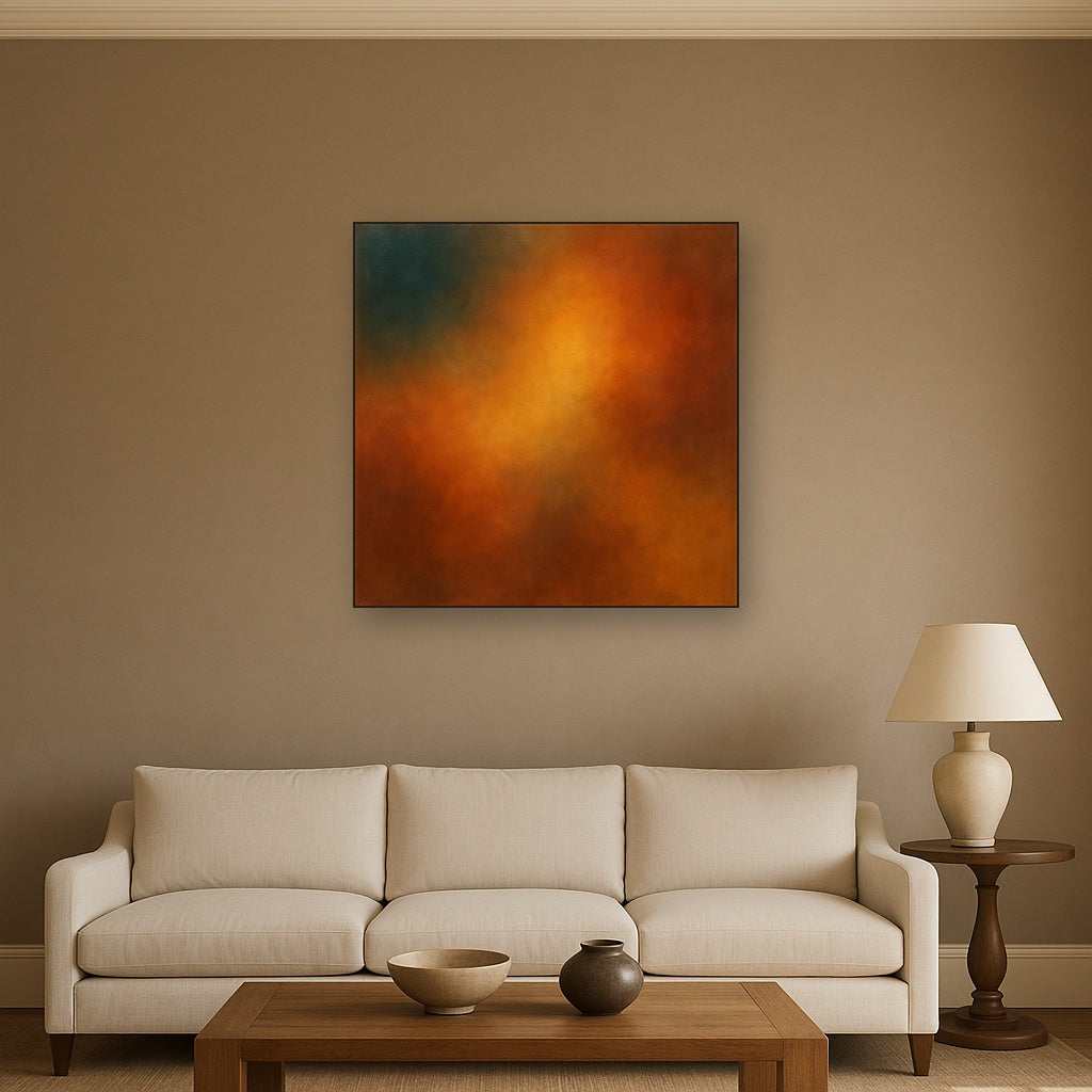 Deep Topaz & Spiced Terracotta Glow No. 6 Oil Painting - View 2