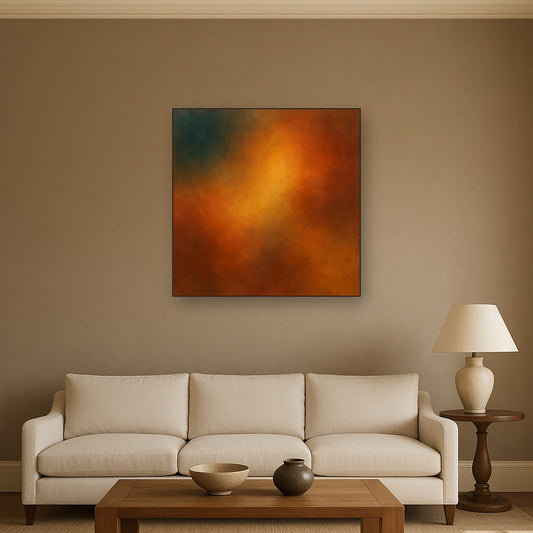 Deep Topaz & Spiced Terracotta Glow No. 6 Oil Painting - View 2