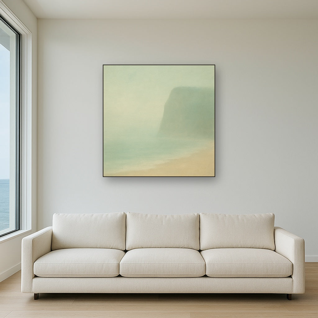 Solitary Headland in Fog No. 9 - Modern Fine Art Oil Painting - View 2