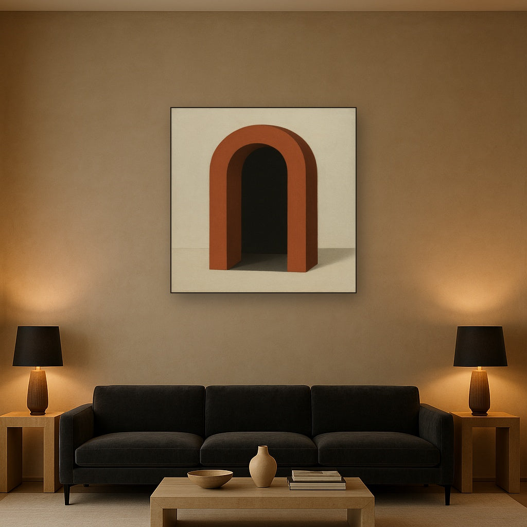 Terracotta Clay & Cream Arch No. 4 - Modern Fine Art Oil Painting - View 2