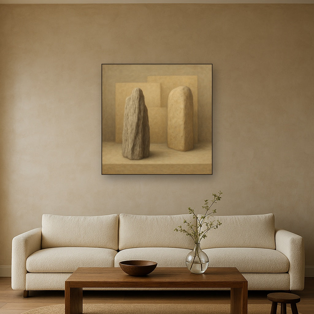 Driftwood Grey & Weathered Stone Monolith No. 4 Oil Painting - View 2