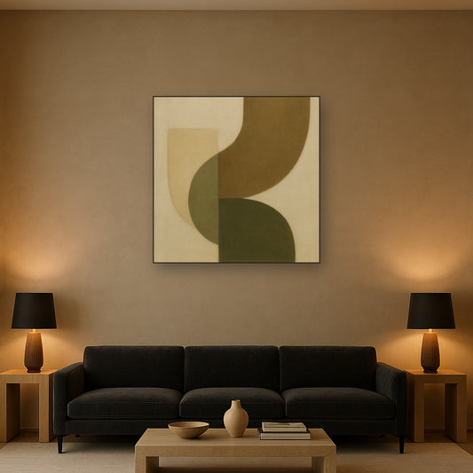 Minimalist Asymmetrical Balance in Raw Umber No. 14 Oil Painting - View 2