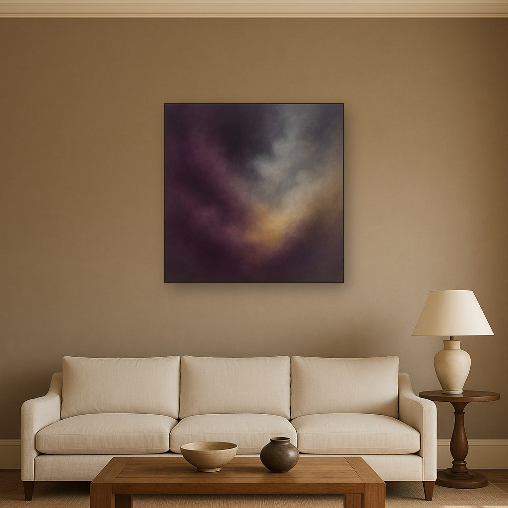 Gilded Plum & Soft Smoke Cloud Harmony No. 6 Oil Painting - View 2