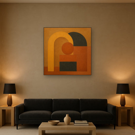 Arch & Circle Equilibrium in Warm Earth Tones No. 23 Oil Painting - View 2