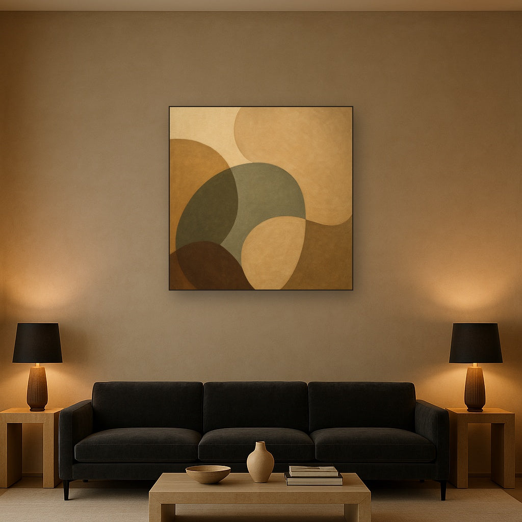 Organic Curved Shapes in Neutral Earth Pigments No. 10 Fine Art Oil Painting - View 2