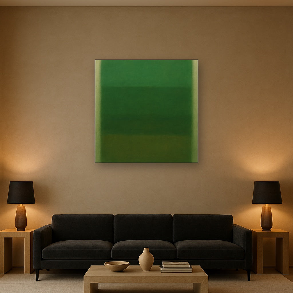 Forest Emerald & Deep Moss Contemplative Field No. 15 Oil Painting - View 2