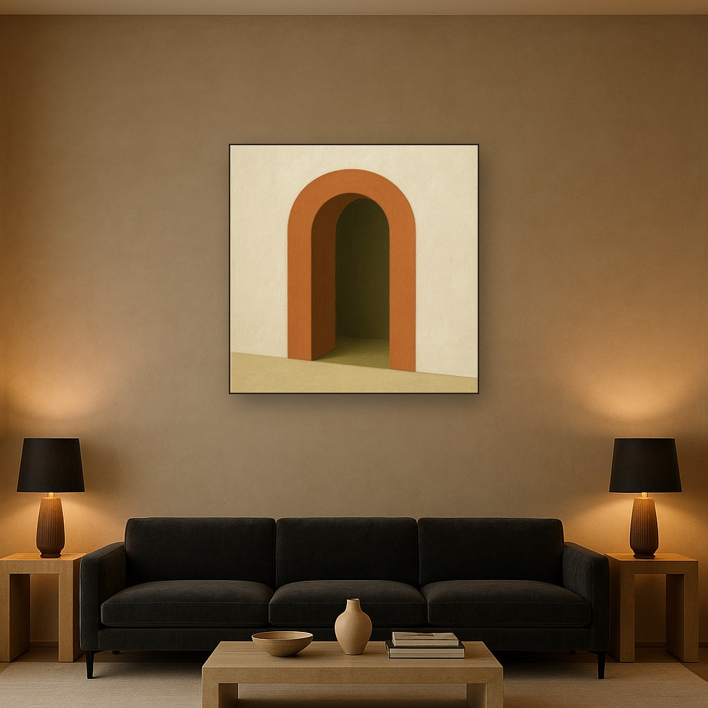 Terracotta Clay & Cream Arch No. 4 - Modern Fine Art Oil Painting - View 2