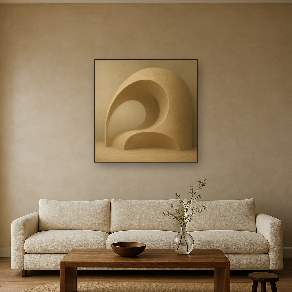 Soft Architectural Curve in Desert Bone No. 18 Oil Painting - View 2