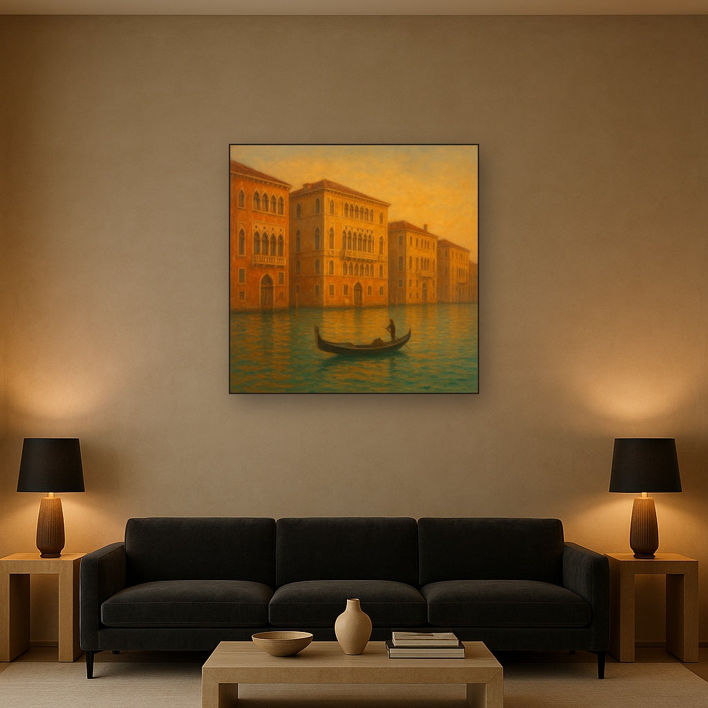 Venetian Canal Palaces at Golden Hour No. 7 Oil Painting - View 2