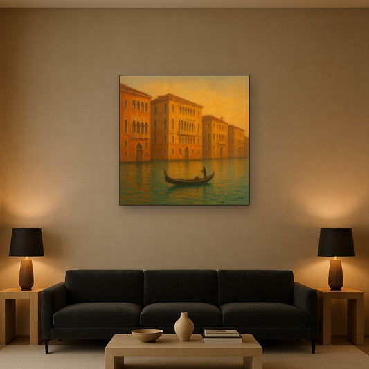 Venetian Canal Palaces at Golden Hour No. 7 Oil Painting - View 2