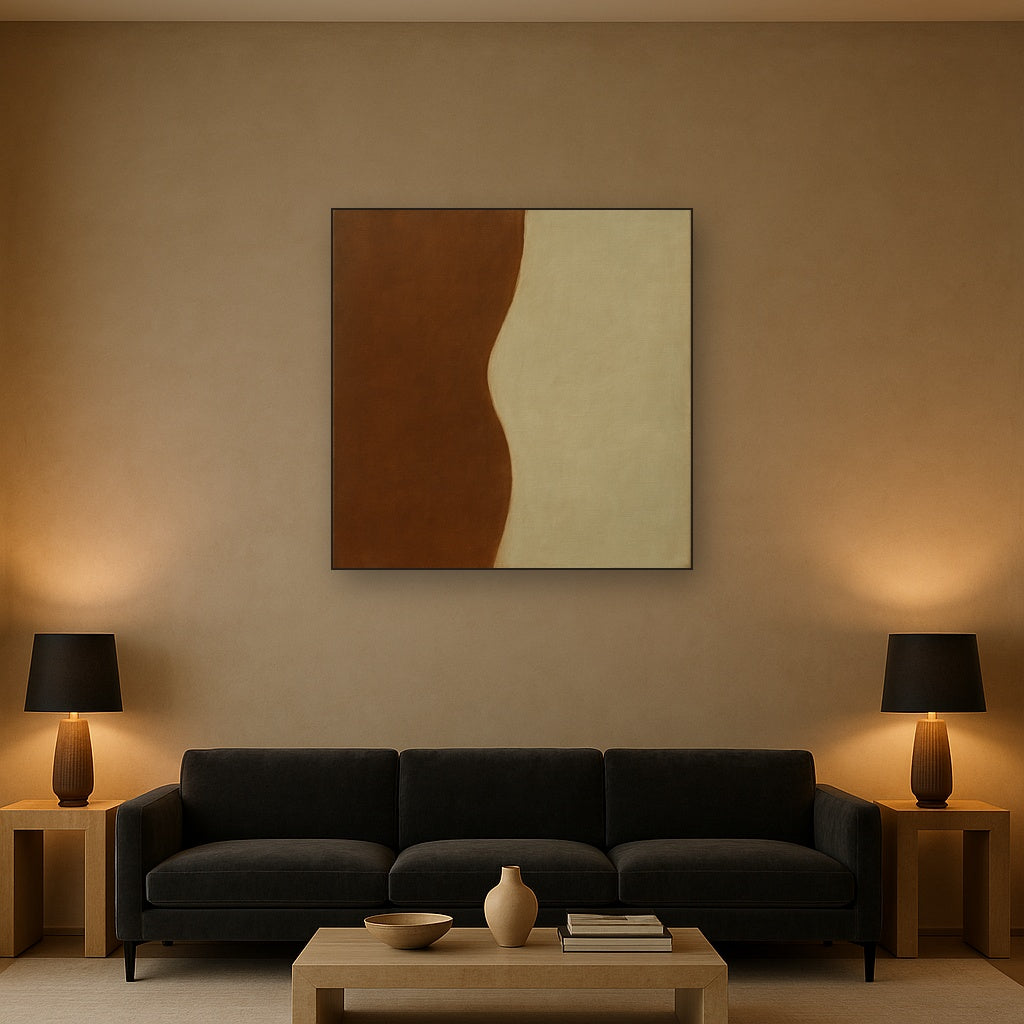 Burnt Umber & Greige Duet No. 7 - Modern Fine Art Oil Painting - View 2