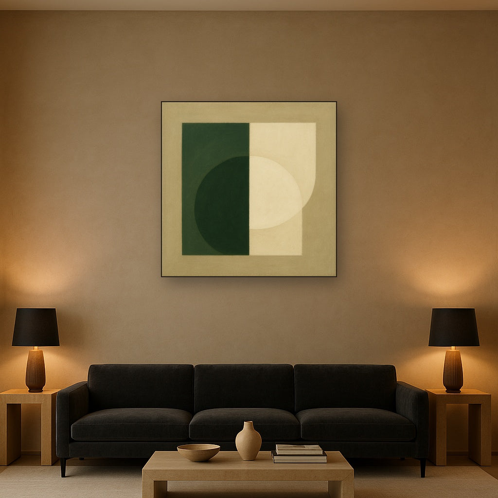 Forest Emerald & Chalk Interlock No. 6 - Modern Fine Art Oil Painting - View 2