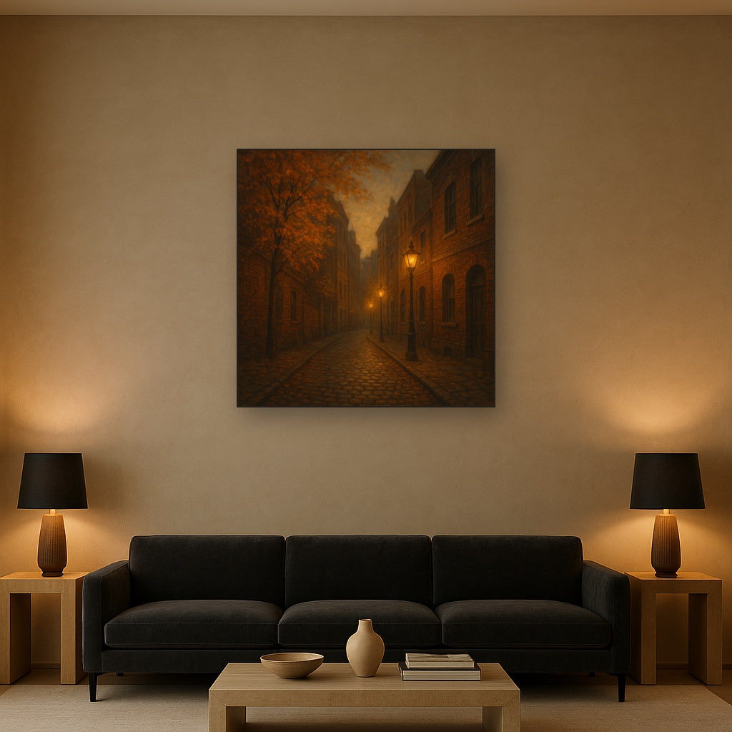 London Gaslamp Alley in Autumn Dusk No. 4 Oil Painting - View 2