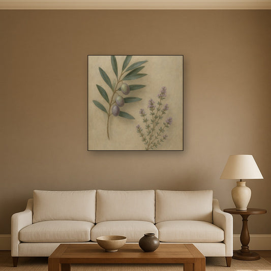 Olive Branches & Wild Thyme Botanical Study No. 12 Fine Art Oil Painting - View 2