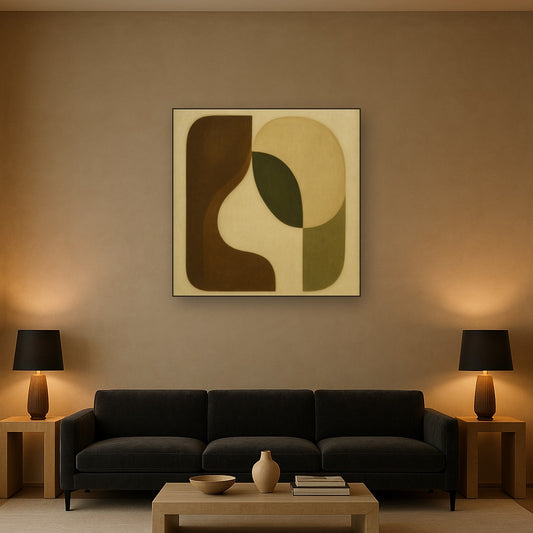 Minimalist Asymmetrical Balance in Raw Umber No. 7 Oil Painting - View 2