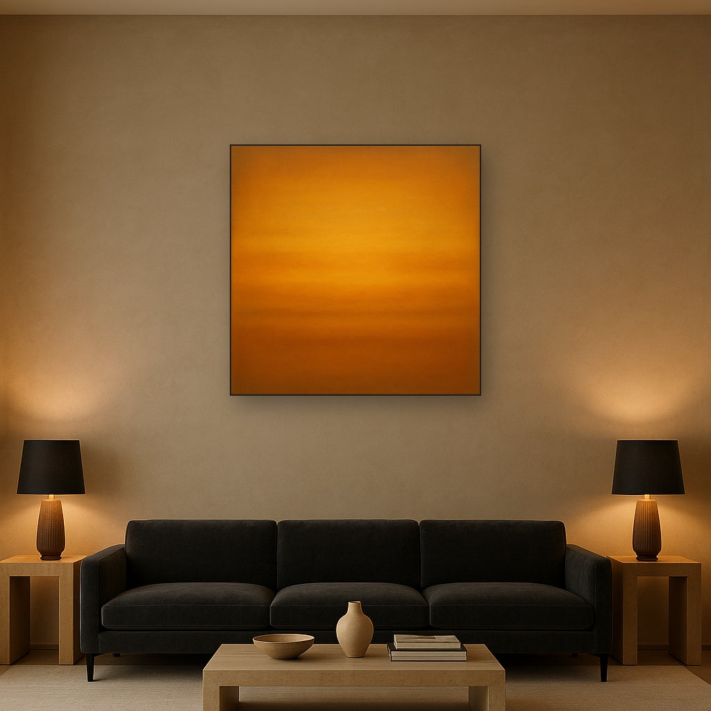 Warm Amber & Raw Sienna Sunset Meditation No. 6 Oil Painting - View 2
