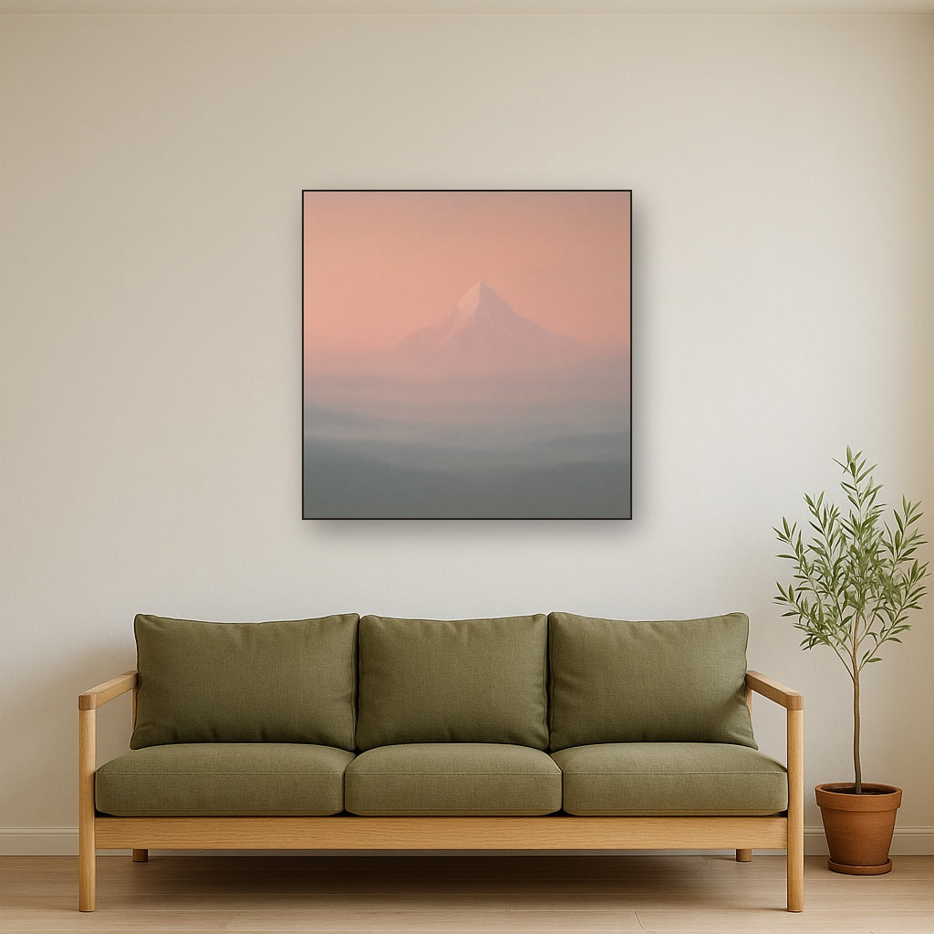 Pale Alpenglow over Distant Glacial Peak No. 5 Oil Painting - View 2