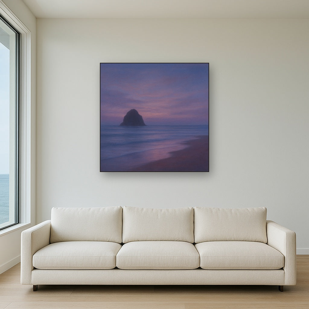 Dusky Twilight Seascape with Lavender Mist No. 4 Fine Art Oil Painting - View 2