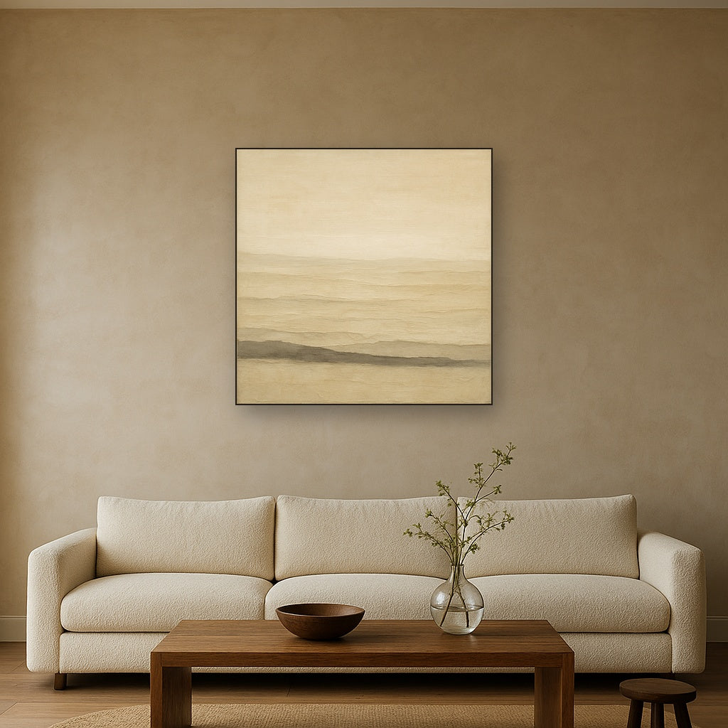 Raw Limestone Horizon & Washed Linen No. 22 Oil Painting - View 2