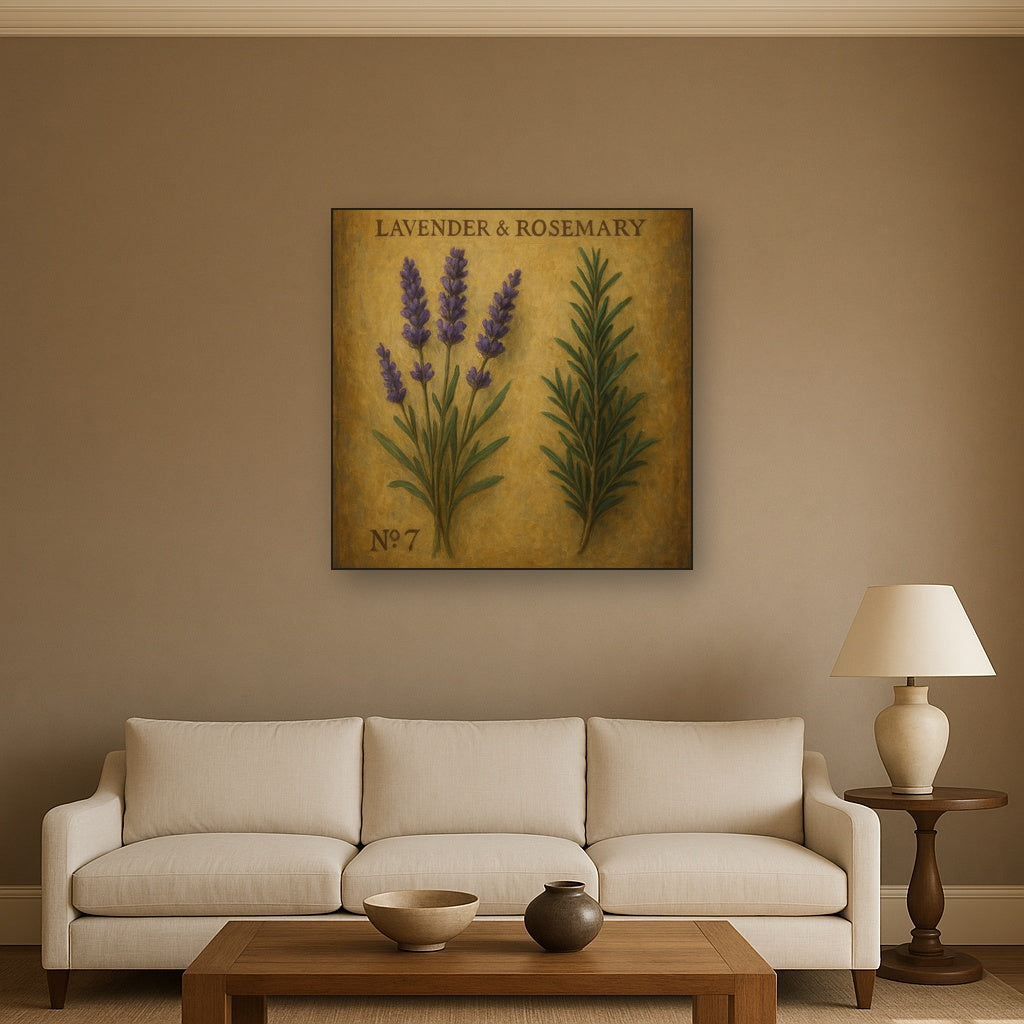 Vintage French Herbarium Lavender & Rosemary No. 7 Fine Art Oil Painting - View 2