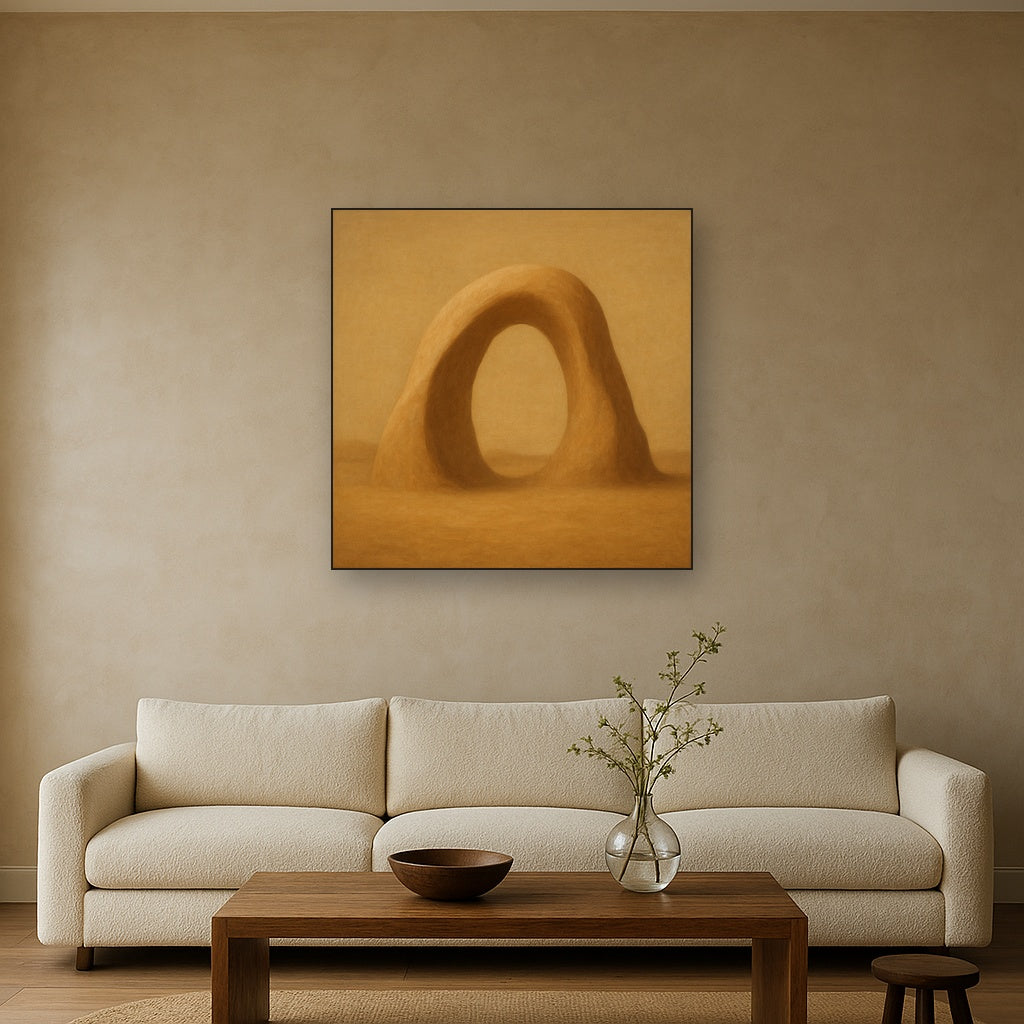 Warm Beige Travertine Arch No. 1 - Modern Fine Art Oil Painting - View 2