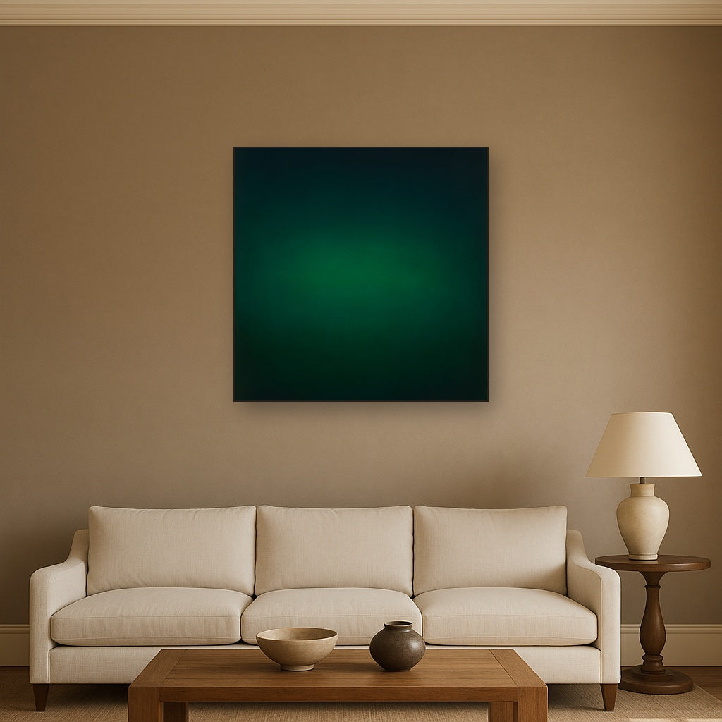 Midnight Teal & Deep Malachite Gradient No. 3 Oil Painting - View 2