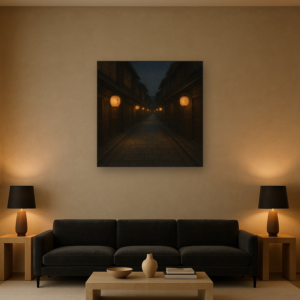 Old Kyoto Gion Alley in Soft Lantern Light No. 18 Oil Painting - View 2