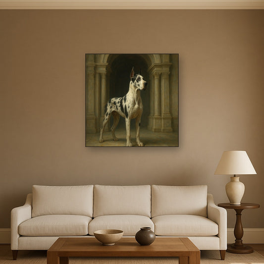 Regal Great Dane in Grand Architectural Hall No. 11 Fine Art Oil Painting - View 2