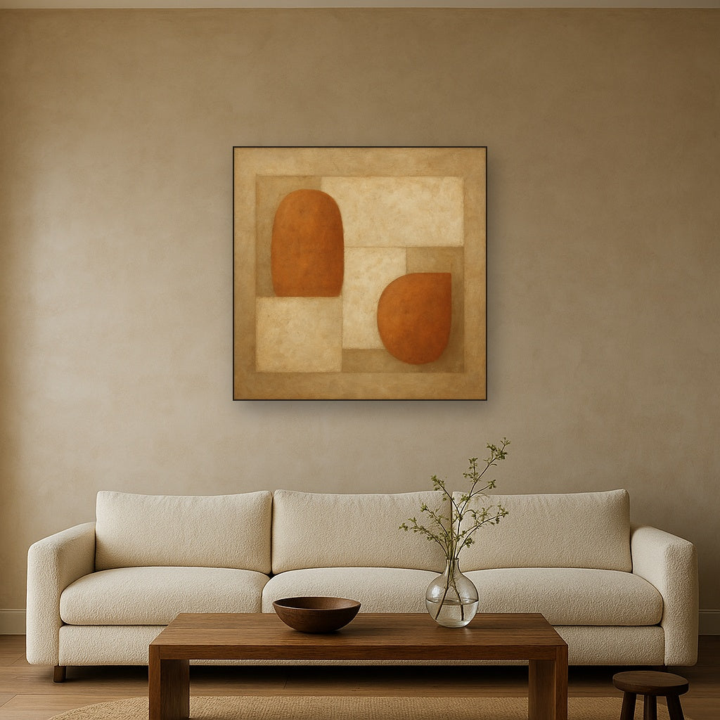 Earthy Terracotta & Weathered Plaster Wash No. 10 Oil Painting - View 2