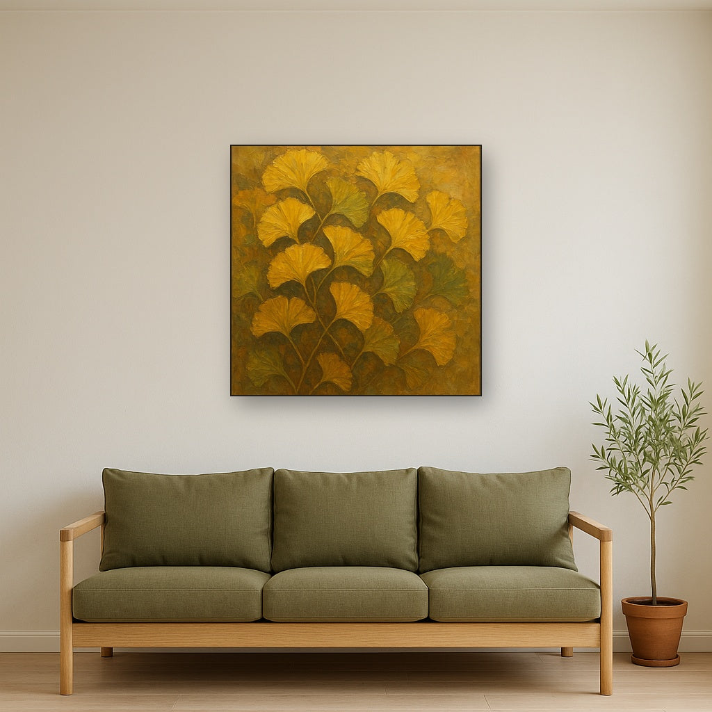 Japanese Ginkgo Leaf Symphony Oil Painting - View 2