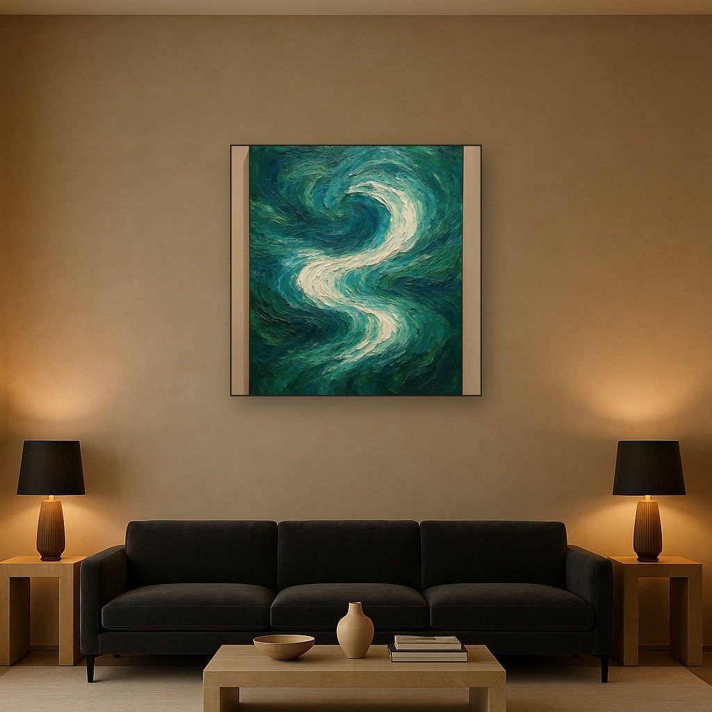 Elysian Swell Fine Art Abstract Oil Painting - View 2