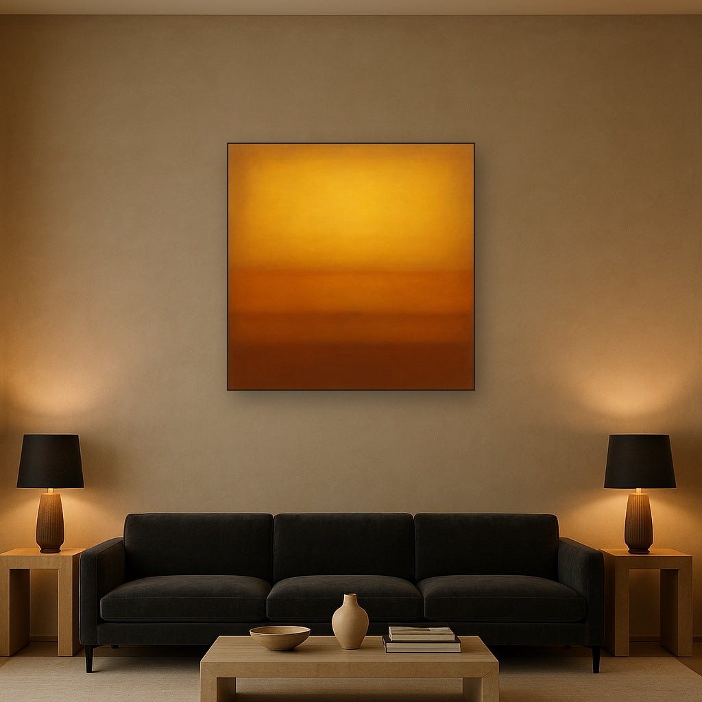 Warm Amber & Raw Sienna Sunset Meditation No. 20 Oil Painting - View 2