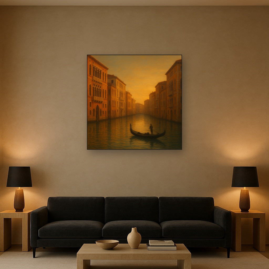 Venetian Canal Palaces at Golden Hour No. 8 Oil Painting - View 2