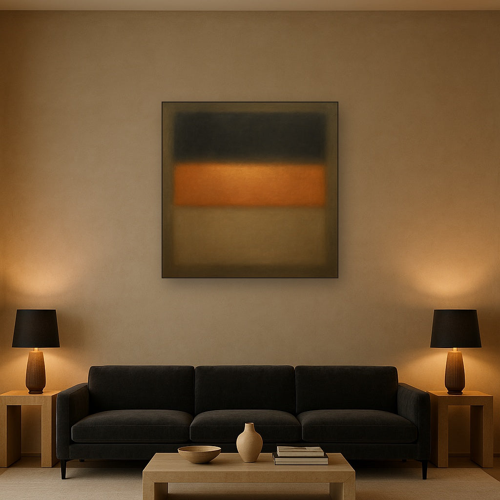 Charcoal Slate & Burnished Copper Horizon No. 18 Oil Painting - View 2