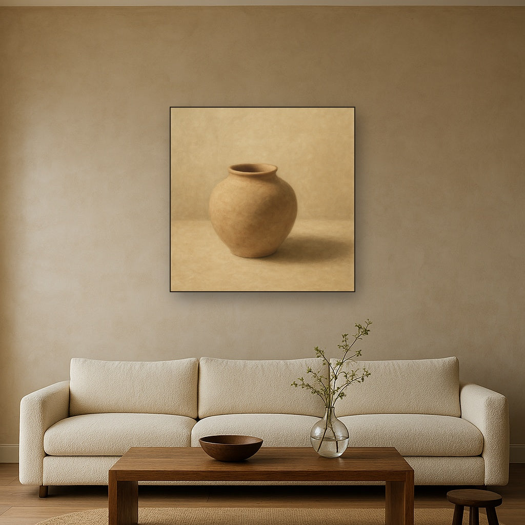 Organic Clay Vessel & Solitary Shadow No. 22 Oil Painting - View 2