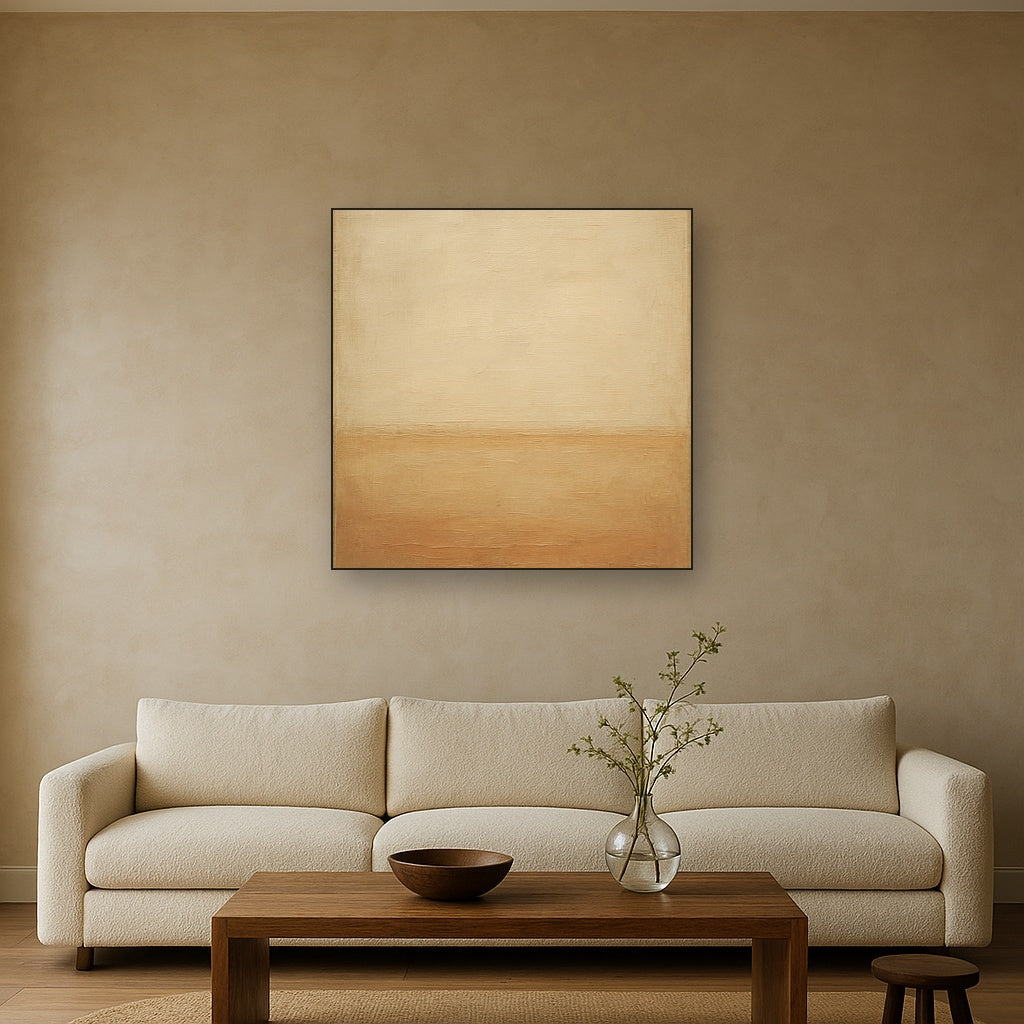 Earthy Raw Linen Texture Field No. 4 - Modern Fine Art Oil Painting - View 2