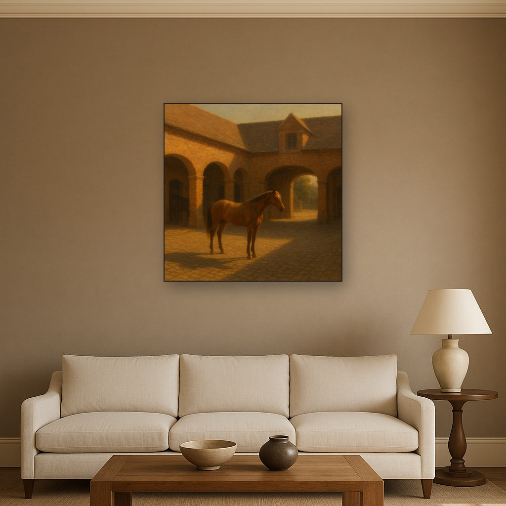 Equestrian Stable Courtyard in Late Afternoon No. 3 Oil Painting - View 2